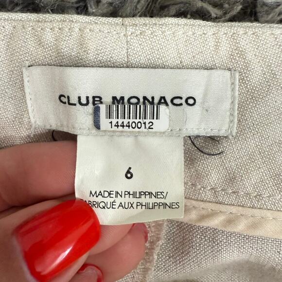 Club Monaco Wide Leg Linen Blend Trouser in Beige, Size US 6 - Picture 6 of 8